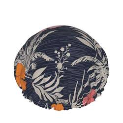 Duschhaube, bunte, stilvolle Blumen-Hibiskus-Mix-Nachthaube, doppelschichtige, wasserdichte, elastische Badehaube, wiederverwendbare Bade-Haarhaube von Ksodgun
