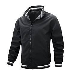 Herren-Jacken Übergang, Retro Umlegekragen Sport mit Reissverschluss Bomberjacke Fliegerjacke Dünn Leicht Casual 3Xl Sommerjacke Übergangsjacke Frühling Grosse Grössen Sweatjacke Baseball Jacke von Kswlwccpp