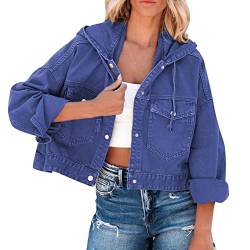 Kswlwccpp Damen Jeansjacke Günstig Elegant Hellblau Denim Jacket Jeansjacke Oversize Frühling Stretch Tailliert Sommerjacke Übergangsjacke Kurz Vintage Damen-Jacken Jeans Jacken von Kswlwccpp