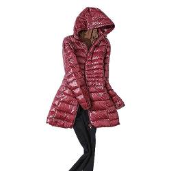 Kswlwccpp Damen Steppmantel Glänzend Leicht Winter Steppmantel Puffer Mantel Übergang Lang Warm Atmungsaktiv Wintermantel Daunenmantel Elegant Gesteppt Gefüttert Softshelljacke Langer Mantel von Kswlwccpp