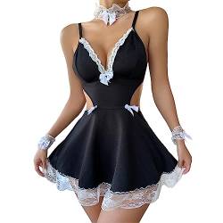 Kswlwccpp Nachthemden Für Damen, Sex Curvy Mollig Große Größen Erotische Kleider Nachthemd Offen Ärmellos Spitze Günstige Reizwäsche Sexy Nachtwäsche Satin Erotisch Babydoll Negligee von Kswlwccpp