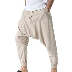 Kswwlwccpp Herren-Hose Mit Tiefem Schritt Lässige Lockere Einfarbige Bequeme Hose Mit Tiefem Schritt Yogahose Mit Taschen von Kswlwccpp