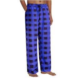 Schlafanzughose Herren, Warm Winter Dünn 4XL Schlafanzug Hose Schlafanzughose Baumwolle Bequeme Lustig Lang Flanellhose Pyjamahose mit Bündchen Leichte Pyjama Hose Schlafhose von Kswlwccpp