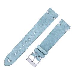Ktrshan Leder -Uhren -Bänder 18/20mm Leder Watch -Träger Wildleder -Uhrenbandgürtel, Hellblau, 18mm von Ktrshan