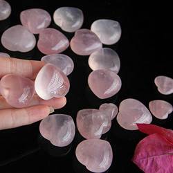 KuRkur 10 Stück herzförmige natürliche Rosenquarz-Kristalle mit Liebespalmen-Edelsteinen for ausgleichende Heimdekoration Natürliche Kristalle von KuRkur