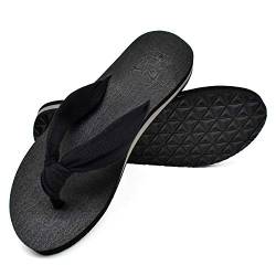 KuaiLu Flip Flops Damen Weich Stoff Zehentrenner Frauen Bade Sandalen Bequeme Füße Badelatschen Yoga Matte Fussbett Sommer Strand Zehensandalen rutschfest Gummi Indoor Outdoor Schwarz 41 von KuaiLu