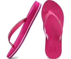 KuaiLu Flip Flops Damen Yoga Matte Zehentrenner Stoff Leicht Sandalen für Damen Sommer Strand Leder Badelatschen Frauen mit offen zehen Rutschfest Feste Gummi Sohle Rosenrot Größe 37 von KuaiLu