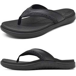 KuaiLu Flip Flops Herren Gr. 46 Bequeme Orthopädische Zehentrenner Sandalen für Männer mit Plantar Fasciitis Arch Support Rutschfest Sport Gummifußbett Sommer Beach/Pool Badelatschen von KuaiLu