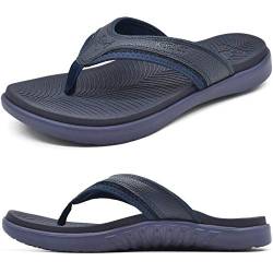 KuaiLu Flip Flops Sandalen Herren Gr. 46 Bequeme Orthopädische Zehentrenner für Männer mit Plantar Fasciitis Arch Support Rutschfest Sport Gummifußbett Sommer Beach/Pool Badelatschen von KuaiLu