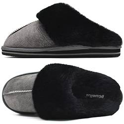 KuaiLu Hausschuhe Damen Flauschige Plüsch Lammfell Geschlossen Winter Warme Pantoffeln Frauen Kuschel Memory Fussbett Hause Slippers Rutschfest Feste Sohle Hüttenschuhe Indoor Outdoor. Schwarz 41 von KuaiLu