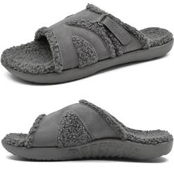 KuaiLu Hausschuhe Damen Winter Warme Flauschige Orthopädische Hausschuhe Leichte Arch Support Outdoor&Indoor Pantoffeln Slip-On Rutschfeste Slippers Plüsch Grau 40 von KuaiLu