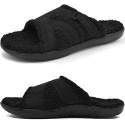 KuaiLu Hausschuhe Damen Winter Warme Flauschige Orthopädische Hausschuhe Leichte Arch Support Outdoor&Indoor Pantoffeln Slip-On Rutschfeste Slippers Plüsch Schwarz 40 von KuaiLu