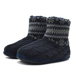 KuaiLu Herren Wolle Hausschuhe Stricken Künstliche Warme Indoor Stiefel rutschfest,Graue,44 EU (UK 10 US 11) von KuaiLu