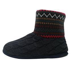 KuaiLu Kaschmir Strickpantoffeln Baumwolle Herren Hohe Hausschuhe warm Indoor-Schuhe Rutschfest,Rot,43 EU (UK 9 US 10) von KuaiLu