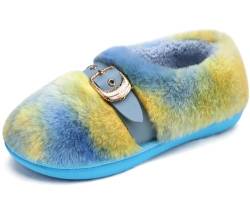 KuaiLu Plüsch Hausschuhe Damen Flauschige Winter Warme Kuschel Hausschuhe für Frauen mit Kuscheligem Memory Foam Plantarfasziitis Orthopädische Blau Größe 40 von KuaiLu