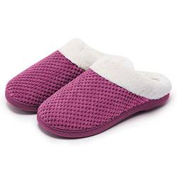 Kuako Hausschuhe Damen Winter Wärme Memory Foam Pantoffeln Bequem Plüsch rutschfeste Leicht Slippers Indoor von Kuako