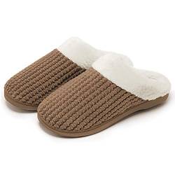 Kuako Hausschuhe Damen Winter Wärme Memory Foam Pantoffeln Bequem Plüsch rutschfeste Leicht Slippers Indoor von Kuako