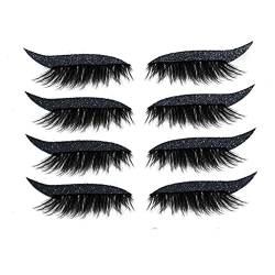 Kuashidai 4 Paare Wiederverwendbare Eyeliner und Wimpern Aufkleber 7 Farbe wasserdicht Glitter Eyeliner Wimpern Aufkleber Selbstklebende Augeneinlagen Streifen Aufkleber von Kuashidai