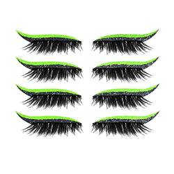 Kuashidai 4 Paare Wiederverwendbare Eyeliner und Wimpern Aufkleber 7 Farbe wasserdicht Glitter Eyeliner Wimpern Aufkleber Selbstklebende Augeneinlagen Streifen Aufkleber von Kuashidai