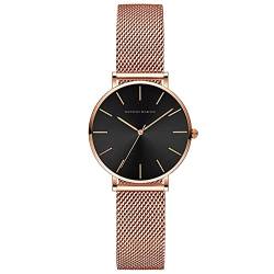 Kubagom Damen Armbanduhr Analog Quarz Edelstahl Wasserdicht Mesh Ultradünne 32mm von Kubagom