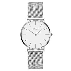 Kubagom Damen Armbanduhr Analog Quarz Edelstahl Wasserdicht Mesh Ultradünne von Kubagom