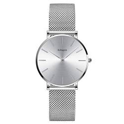 Kubagom Damen Armbanduhr Analog Quarz Edelstahl Wasserdicht Mesh Ultradünne von Kubagom