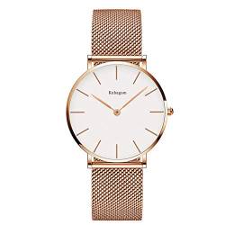 Kubagom Damen Armbanduhr Analog Quarz Edelstahl Wasserdicht Mesh Ultradünne von Kubagom