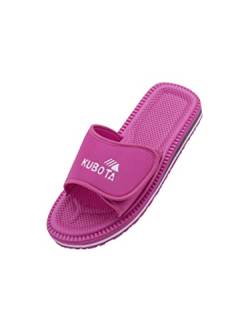 Kubota Badelatschen mit Klettverschluss - Badeschuhe für Damen - Badeschlappen für Strand – Baden Latschen - Schuhe fur Dusch und Sauna - Rosa 39 von Kubota