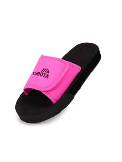 Kubota Badelatschen mit Klettverschluss Herren - Pantoletten Verstellbar - Badesandalen Sommer - Schuhe fur Dusch und Sauna - Neon-Rosa 43 von Kubota