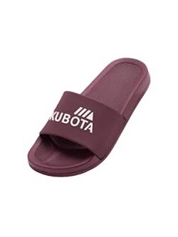 Kubota Badeschuhe Damen, Badelatschen, Badeschlappen für den Pool Dusch und Sauna Schuhe, Rutschfest, Leicht und Elastisch Pantoletten, Sommer Sandalen - Rotwein 37 von Kubota