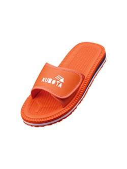 Kubota Hausschuhe, Badeschuhe für Strand, Badesandalen Sommer, Schuhe fur Dusch und Sauna Erstklassig gepolsterte Reißverschluss-Tasche - Orange 44 von Kubota