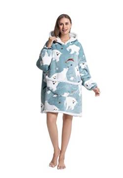 Kuceng Extra Lang Hoodie Decke mit Ärmeln, Übergroße Hoodie Sweatshirt mit Kaputze, Sherpa Flanell Warm Deckenpullover Tragbare Decke zum Anziehen Ärmeldecke Für Herren Damen Erwachsene von Kuceng