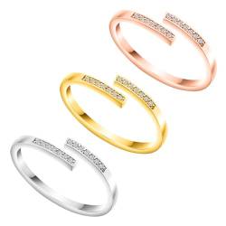 Kucheed 3 Stück Zehenringe für Frauen, Verstellbarer Hypoallergener Bandring aus Zirkonia,Silber/Roségold/Gold Zehenringe Set Strand Fußschmuck für Den Sommer,Zehe Finger Gemeinsam Schwanz Ring (A3) von Kucheed