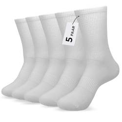 Kudoberg Unisex Hochwertige SportSocken | 85% Baumwolle | Alltag, Tennissocken, Laufsocken | Atmungsaktives Gewebe, Seidig Weich | Mehrfarbig Socken (37-42, Weiß Damen Tennissocken, 5 Paar) von Kudoberg