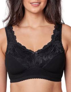 Kudreshov Lingerie BH Damen Amelia ohne Bügel Große Größen – Entlastungs Rückenverschluss BH ohne Bügel – Minimizer BH Breite Träger (Amelia) (DE/NL/SE/PL, Körbchengröße & Bandgröße, D, 100, Schwarz) von Kudreshov Lingerie