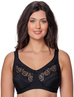 Kudreshov Lingerie BH Damen ohne Bügel Emma Große Größen in Schwarz B–F - Entlastungs BH große brüste starker Halt - Bustier Damen Stretch-Spitze – Klassische BHS Breite Träger 105 E von Kudreshov Lingerie