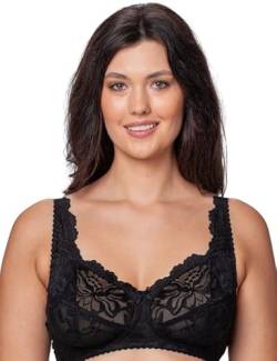 Kudreshov Lingerie Damen-BHS Susan ohne Bügel Große Größen - Entlastungs BH Schwarz Tshirt – BH Breite Träger Für Große Brüste - Optimal Für Sport (DE/NL/SE/PL, Körbchengröße & Bandgröße, E, 95) von Kudreshov Lingerie