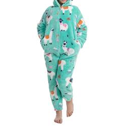 Einteiliger Fleece-Pyjama für, Plüsch-Pyjama mit Kapuze für den Winter (130 (126‑135 cm)) von Kufoo