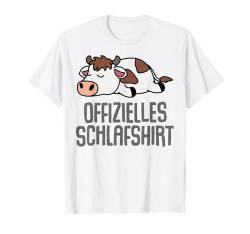 Offizielles Schlafshirt Pyjama Nachthemd Kuh Kalb Geschenk T-Shirt von Kuh Kalb Fun Geschenkidee Langschläfer Faulenzer