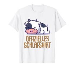 Offizielles Schlafshirt Pyjama Nachthemd Kuh Kalb Geschenk T-Shirt von Kuh Kalb Fun Geschenkidee Langschläfer Faulenzer