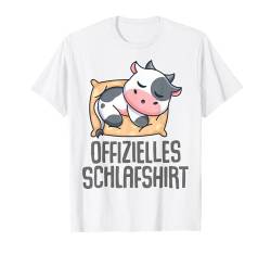 Offizielles Schlafshirt Pyjama Nachthemd Kuh Kalb Geschenk T-Shirt von Kuh Kalb Fun Geschenkidee Langschläfer Faulenzer