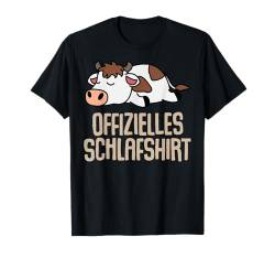 Offizielles Schlafshirt Pyjama Nachthemd Kuh Kalb Geschenk T-Shirt von Kuh Kalb Fun Geschenkidee Langschläfer Faulenzer