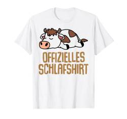 Offizielles Schlafshirt Pyjama Nachthemd Kuh Kalb Geschenk T-Shirt von Kuh Kalb Fun Geschenkidee Langschläfer Faulenzer