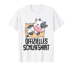 Offizielles Schlafshirt Pyjama Nachthemd Kuh Kalb Geschenk T-Shirt von Kuh Kalb Fun Geschenkidee Langschläfer Faulenzer