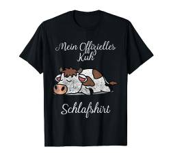 Schlaf Pyjama Schlafanzug Nachthemd Kuh Geschenk T-Shirt von Kuh Langschläfer Morgenmuffel Geschenkidee