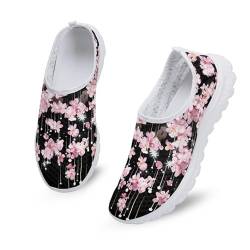 Kuiaobaty Damen Herren Slip-On-Sneaker mit Tierdruck, leicht, Damen-Totenköpfe, modische Sneaker, Fraktal-Kunst-Laufschuhe, Rosa Kirschblüte, 42 EU von Kuiaobaty