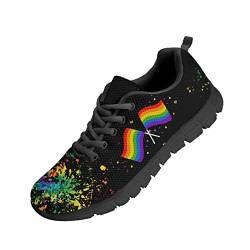 Kuiaobaty Damen Herren Sneaker Leichte Sportschuhe, Hundepfoten, Tribal Streifen, Totenkopf, bequeme Arbeitssneaker, niedriger Schnitt, Lgbt Pride Regenbogen-Flagge, 45.5 EU von Kuiaobaty