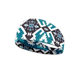 Kuiaobaty Ethnisches Tribal-Muster Kopfbänder Mädchen Make-up rutschfest leicht Schweißband blau geometrische Stirnbänder Unisex Kopftuch von Kuiaobaty