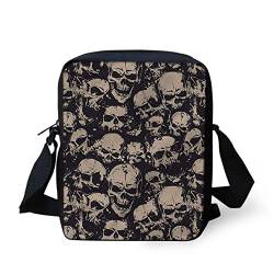 Kuiaobaty Frauen Crossbody Bag Kleine Messenger Bag für Mädchen Teenager Handytasche Frauen mit Gurt Umhängetasche, Totenköpfe Gothic von Kuiaobaty