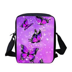Kuiaobaty Frauen Kleine Crossbody Tasche Handytasche Kleine Messenger Bag für Schule Junge Mädchen Schulterhandtaschen, Schmetterling lila von Kuiaobaty